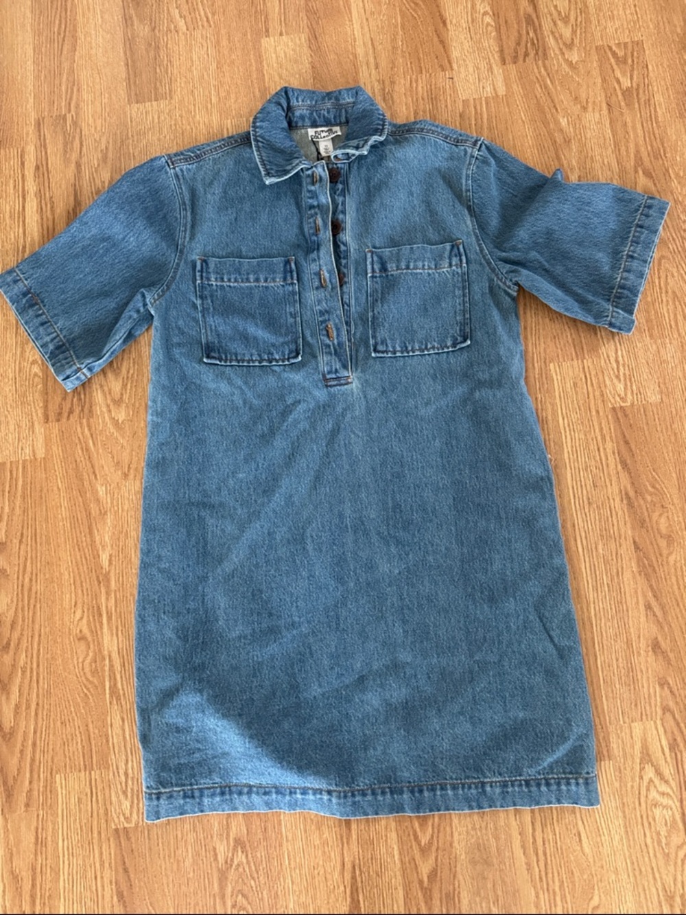 Denim Polo Shirt Dress in Blue